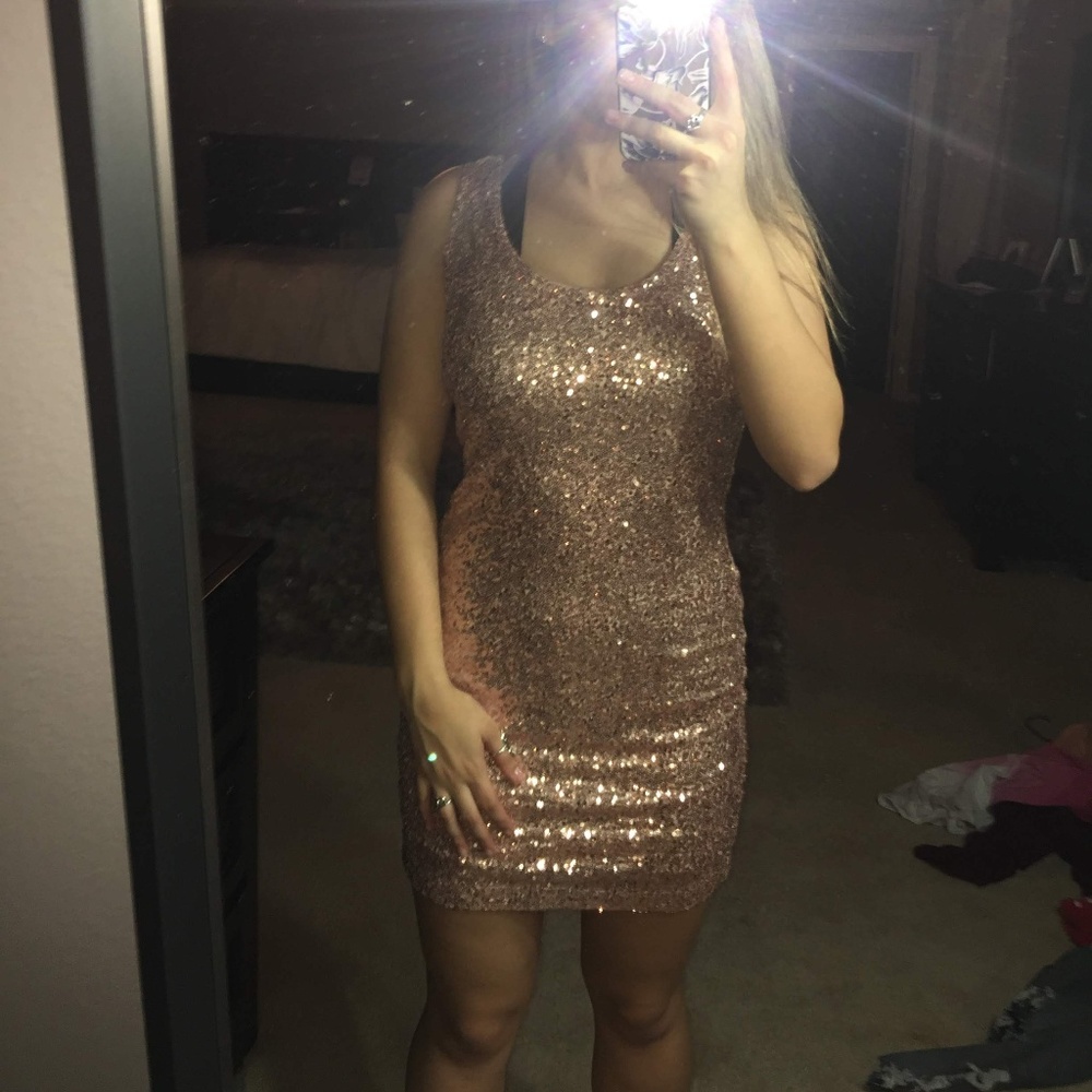 Rue21 Champagne Pink Sequins Dress, Size S